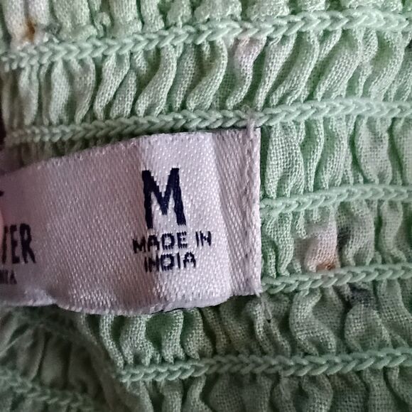 Hollister Mint Green Floral Cinched Ruched Cropped Cami Smocked Back M Coquette - Picture 6 of 10